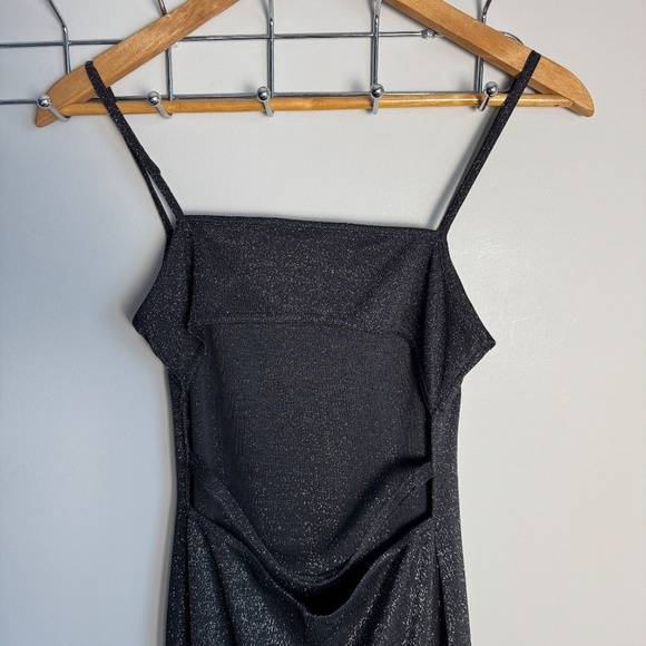 Accomplice Women's Vintage‎ Spaghetti Strap Metallic Glitter Maxi Dress Black S - Picture 5 of 13